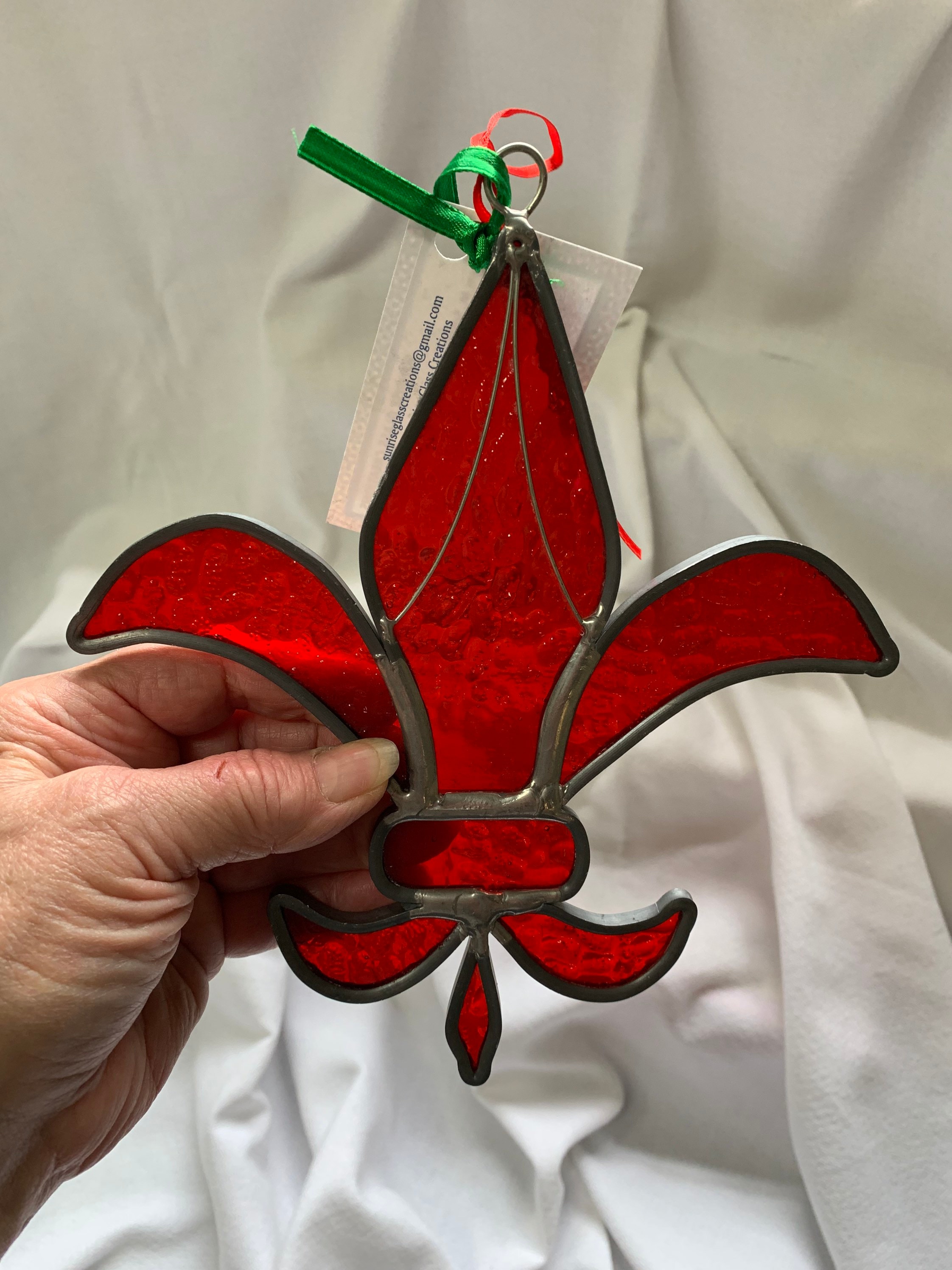 6.5 Stained Glass Fleur De Lis Suncatcher Stained Glass Etsy