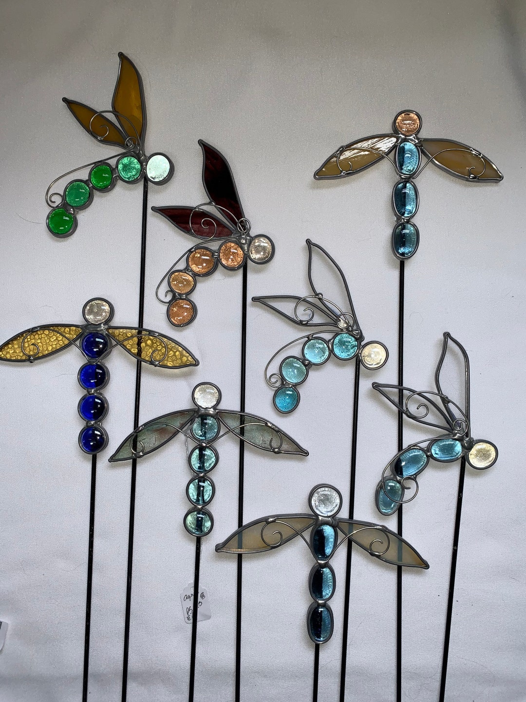 Dragonfly Stained Glass Garden Stakes, Garden Art, Glass Garden Art, Garden Décor, Garden
