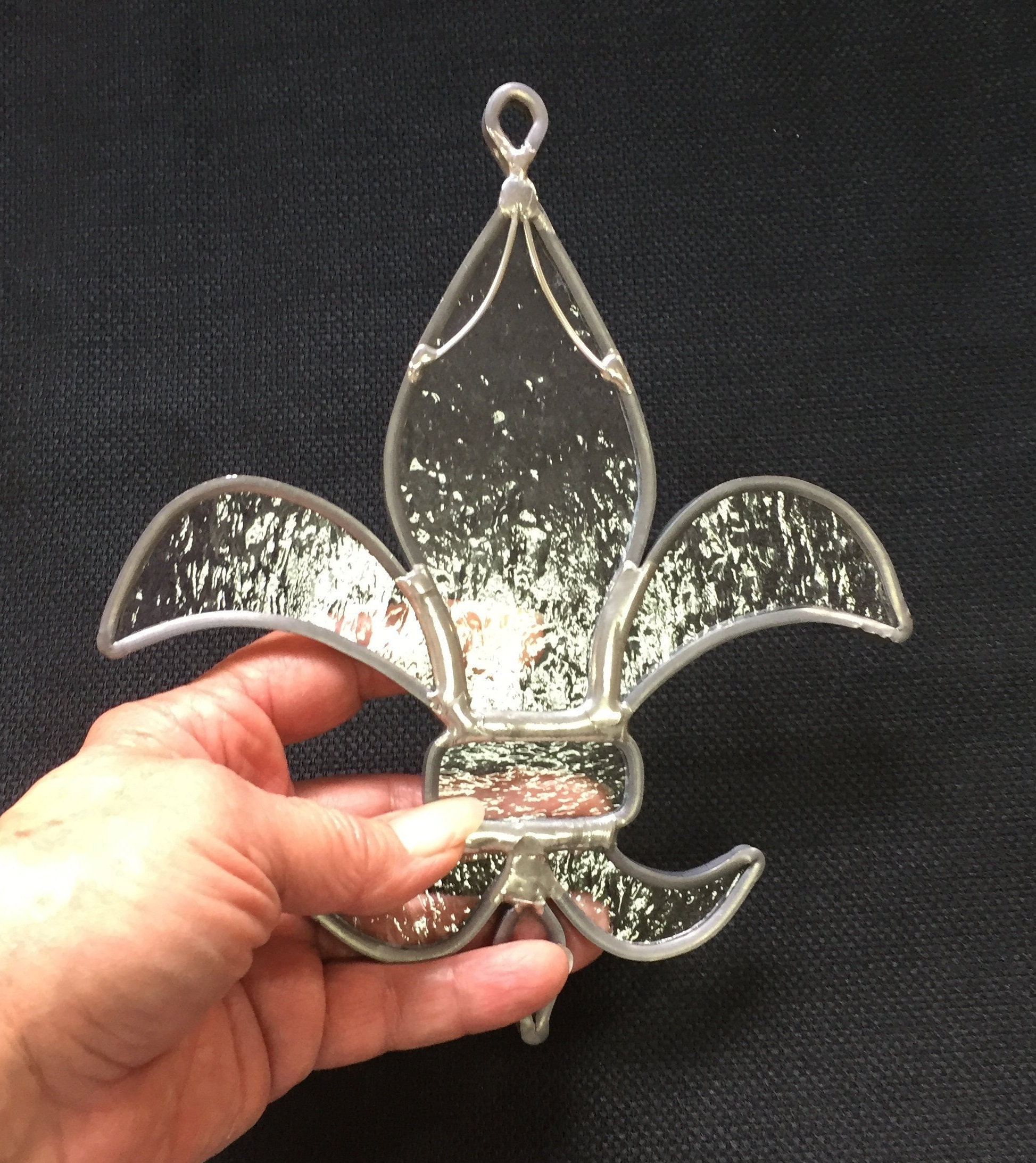 6.5 Stained Glass Fleur De Lis Suncatcher Stained Glass Etsy