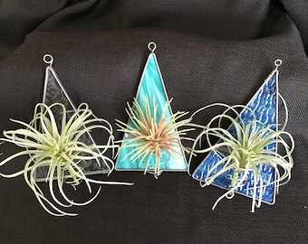 Stained Glass Air Plant Vase, Wall Decor, Window Decor, Glass Art, Air Plant Display, Air Plant Holder