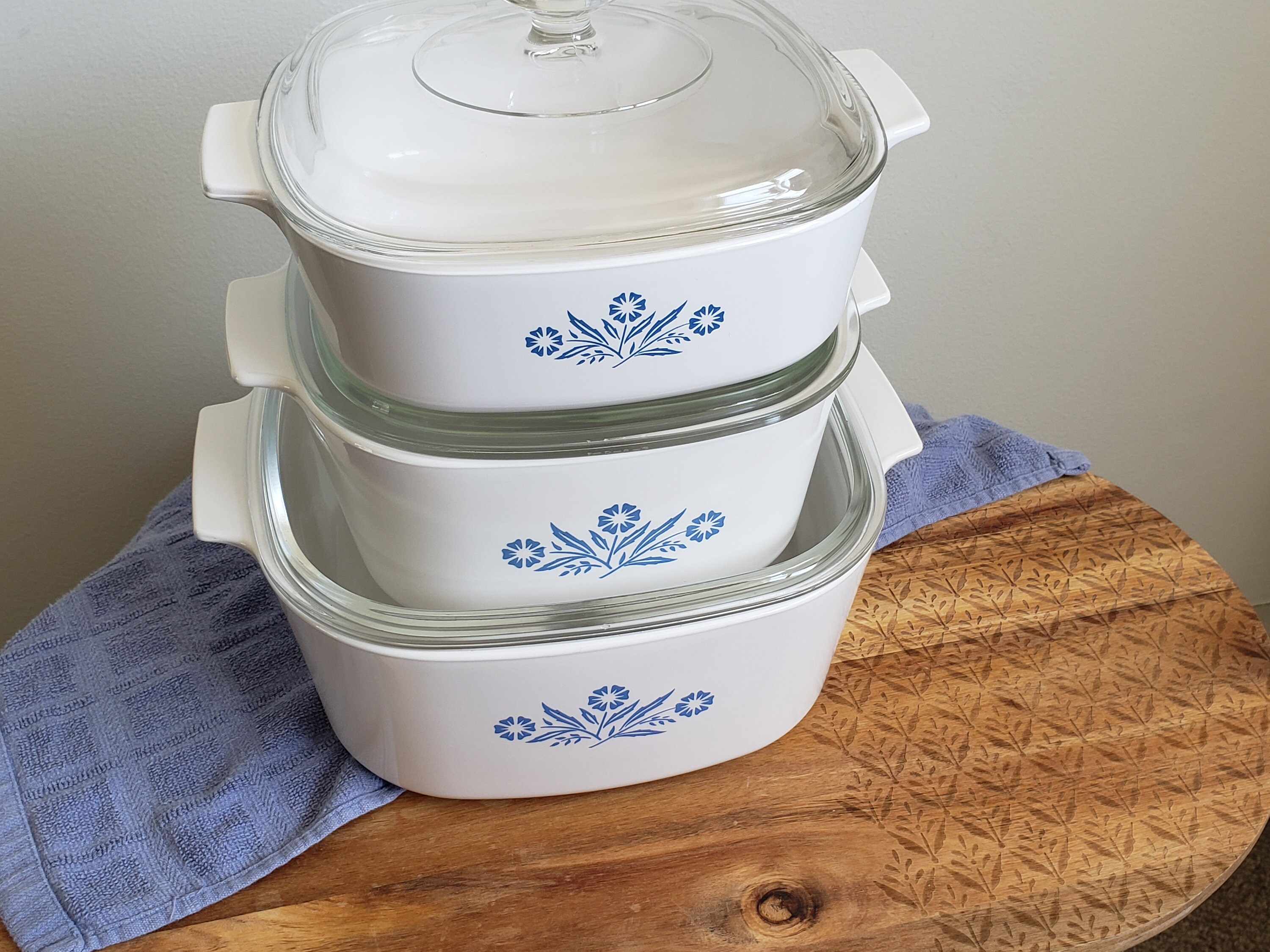 Vintage Corningware Blue Cornflower 3Piece Casserole Set Etsy