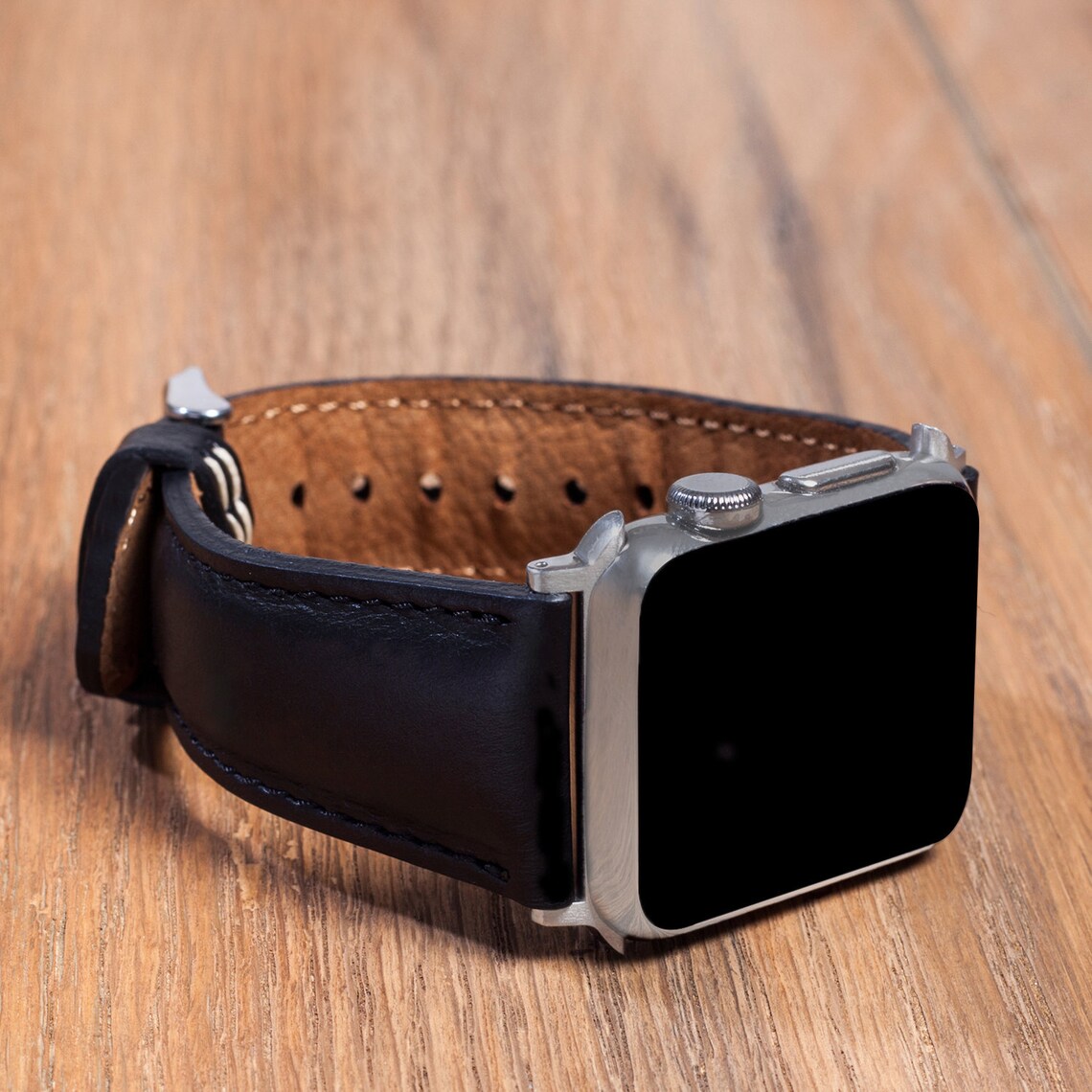 Leather Apple Watch Black Band 44mm 38mm 42mm 40mm for iWatch Etsy