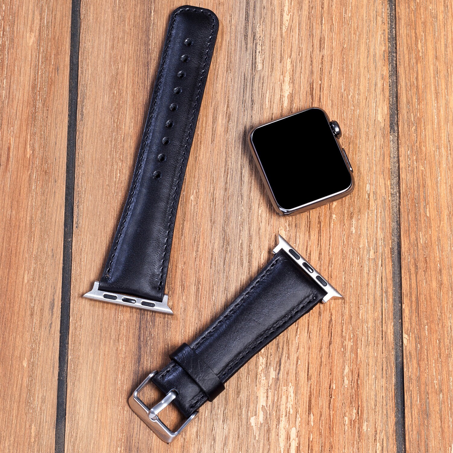 Leather Apple Watch Black Band 44mm 38mm 42mm 40mm for iWatch Etsy