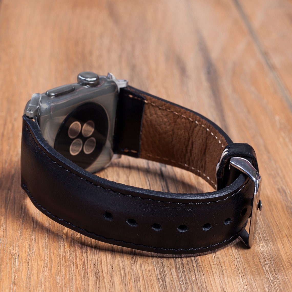 Leather Apple Watch Black Band 44mm 38mm 42mm 40mm for iWatch Etsy