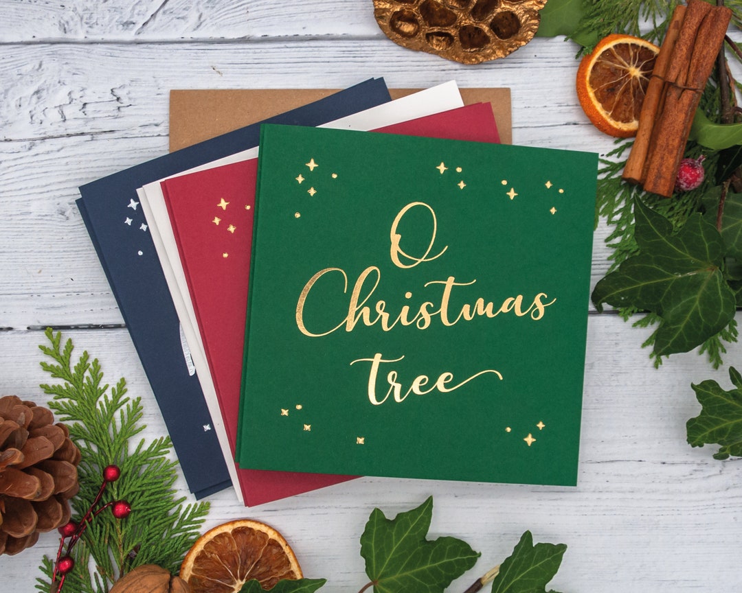 Pack of 8 Luxury Foil Printed Christmas Cards Hot Foiled Christmas