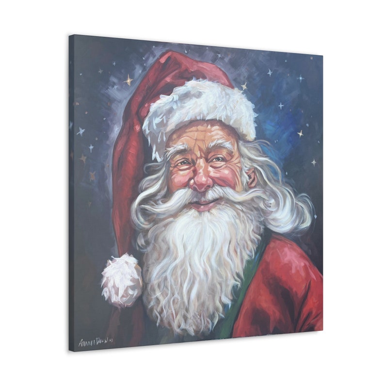 Canvas Santa Clause Painting Holiday Decor Christmas Gift Perfect Holiday Gift Santa Wall Art