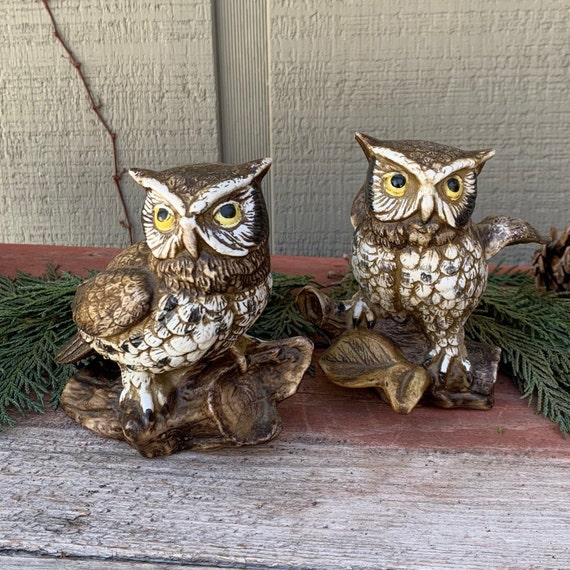 Vintage Owl Figurines Porcelain Set of 2 Etsy
