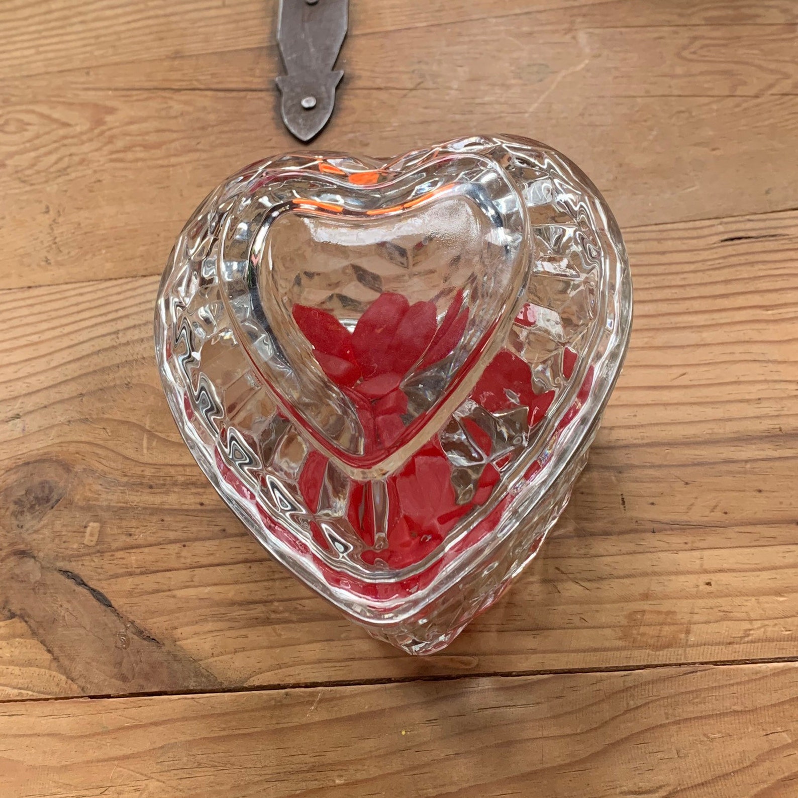 Vintage Glass Valentine Heart Candy Dish with Lid Vintage Etsy