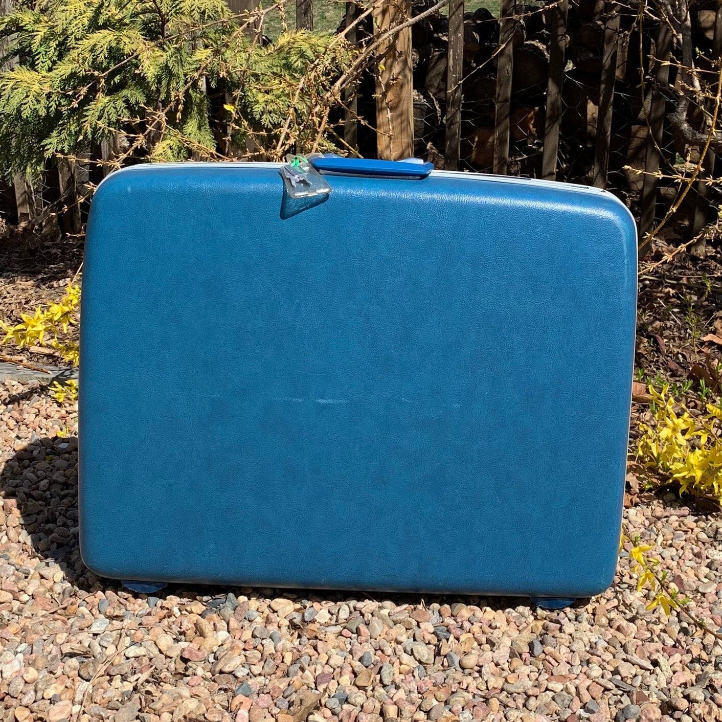 Vintage Blue Suitcase Luggage 25 Inch Hardcover Samsonite Flip Etsy