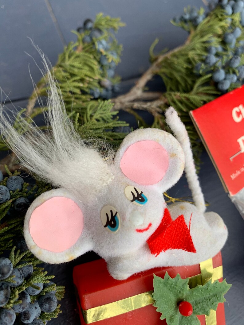 Vintage Flocked Blow Mold Christmas Tree Ornaments Hong Kong Etsy