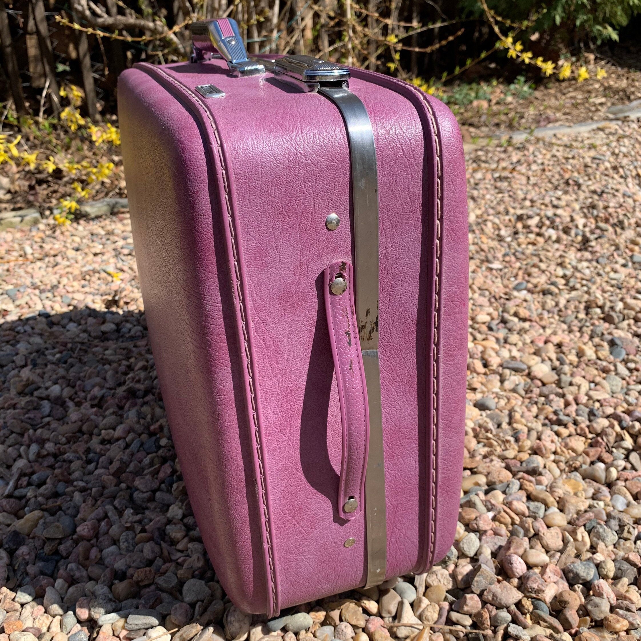 Vintage Purple Suitcase Luggage 22 Inch Hardcover American Etsy