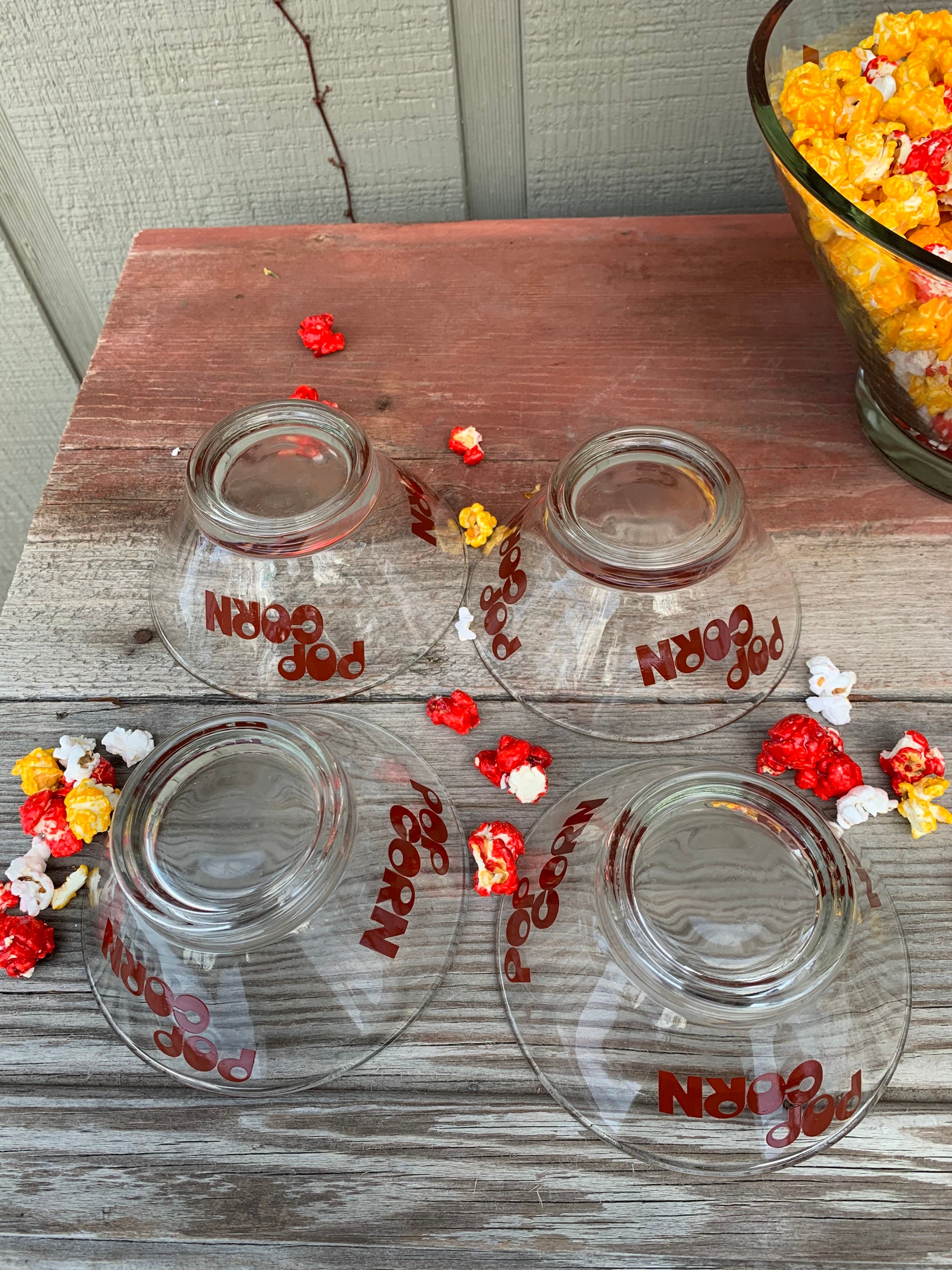 Vintage Large Popcorn Serving Bowl with Small Popcorn Bowls Etsy