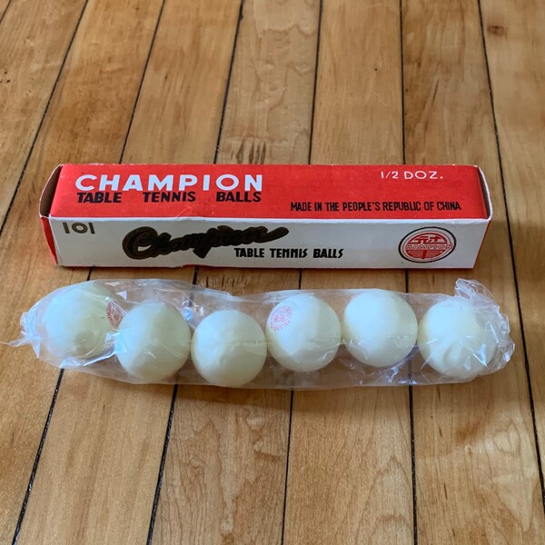 Vintage Champion Table Tennis Balls Ping Pong Balls In Original Box- One Box of 6 Ping Pong Balls No 101 China