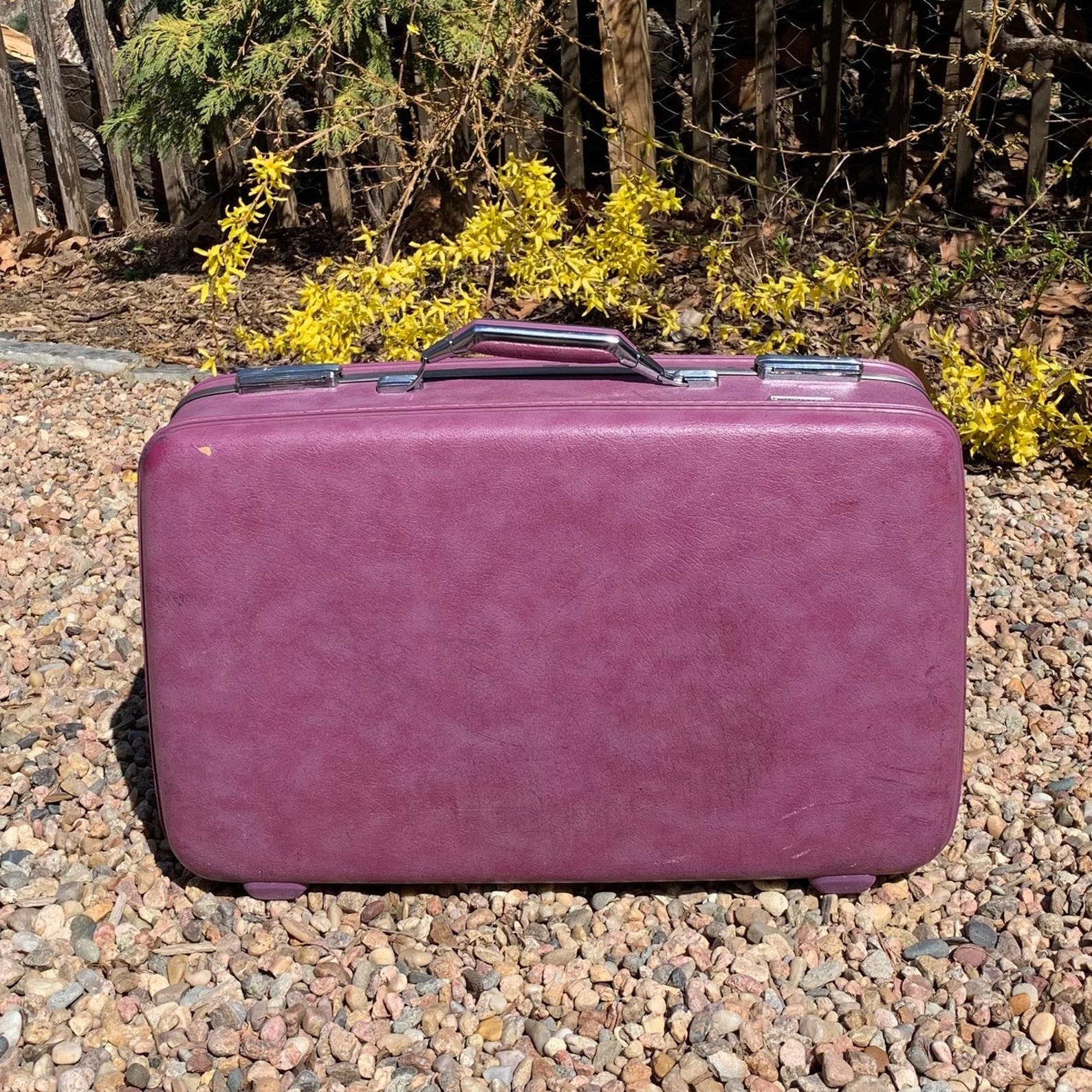 Vintage Purple Suitcase Luggage 22 Inch Hardcover American Etsy