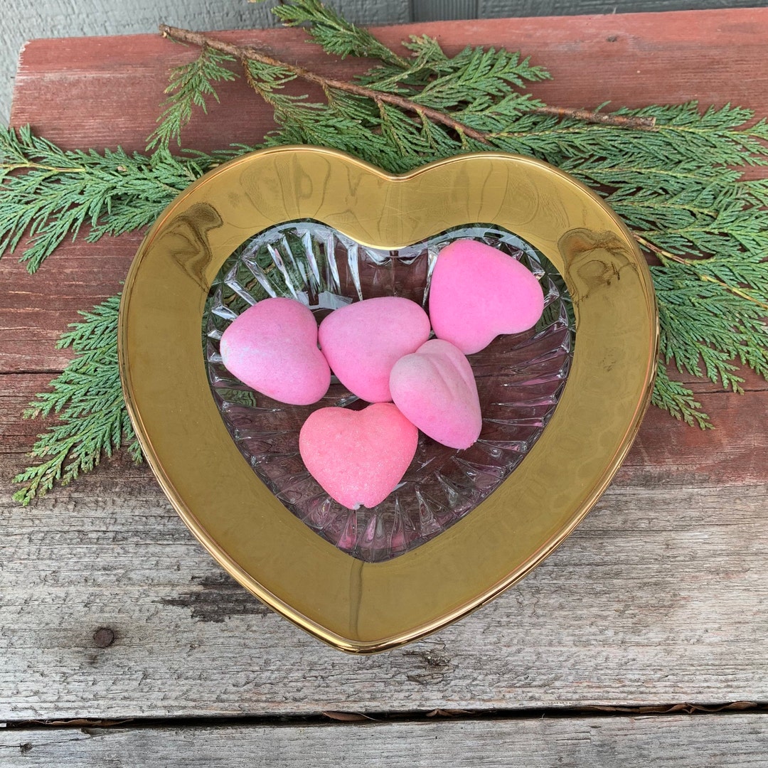 Vintage Crystal Heart Bowl Valentine Candy Dish Gold Trim Etsy UK