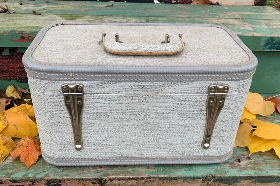 Vintage Train Case Suitcase Luggage Small Hardcov… - image 9