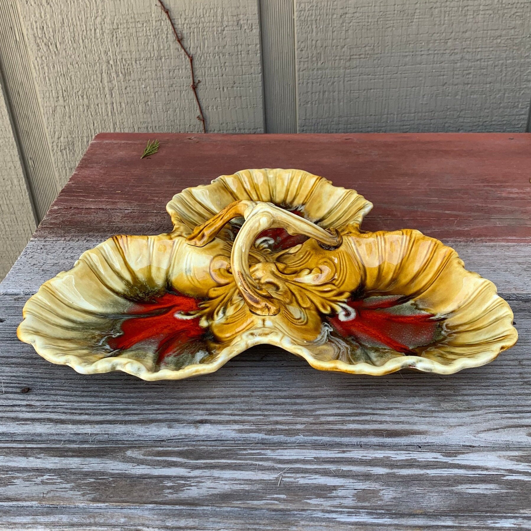 Vintage Nut Candy Dish Pottery Divided Serving Tray California Etsy