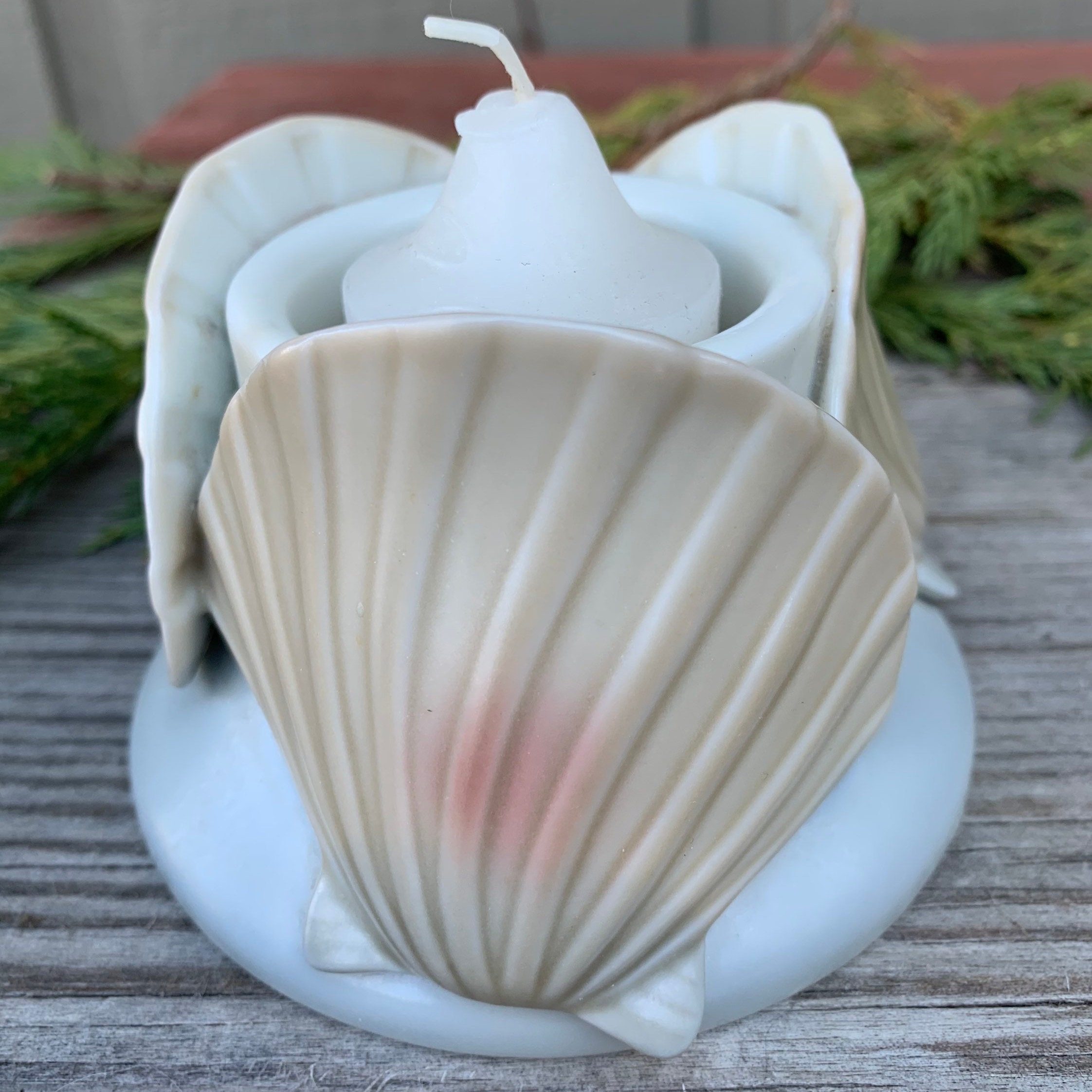 Vintage porcelana Seashell Votive Candle Holder Japón MCM Etsy