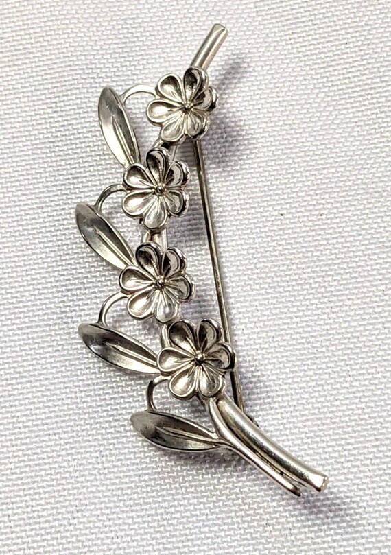 VTG Sterling Silver - BEAU Flower & Leaf Statement