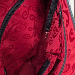 Brighton Handbag Embroidered Flowers Leather Metallic Pewter w/ Tassel Purse HTF image 7