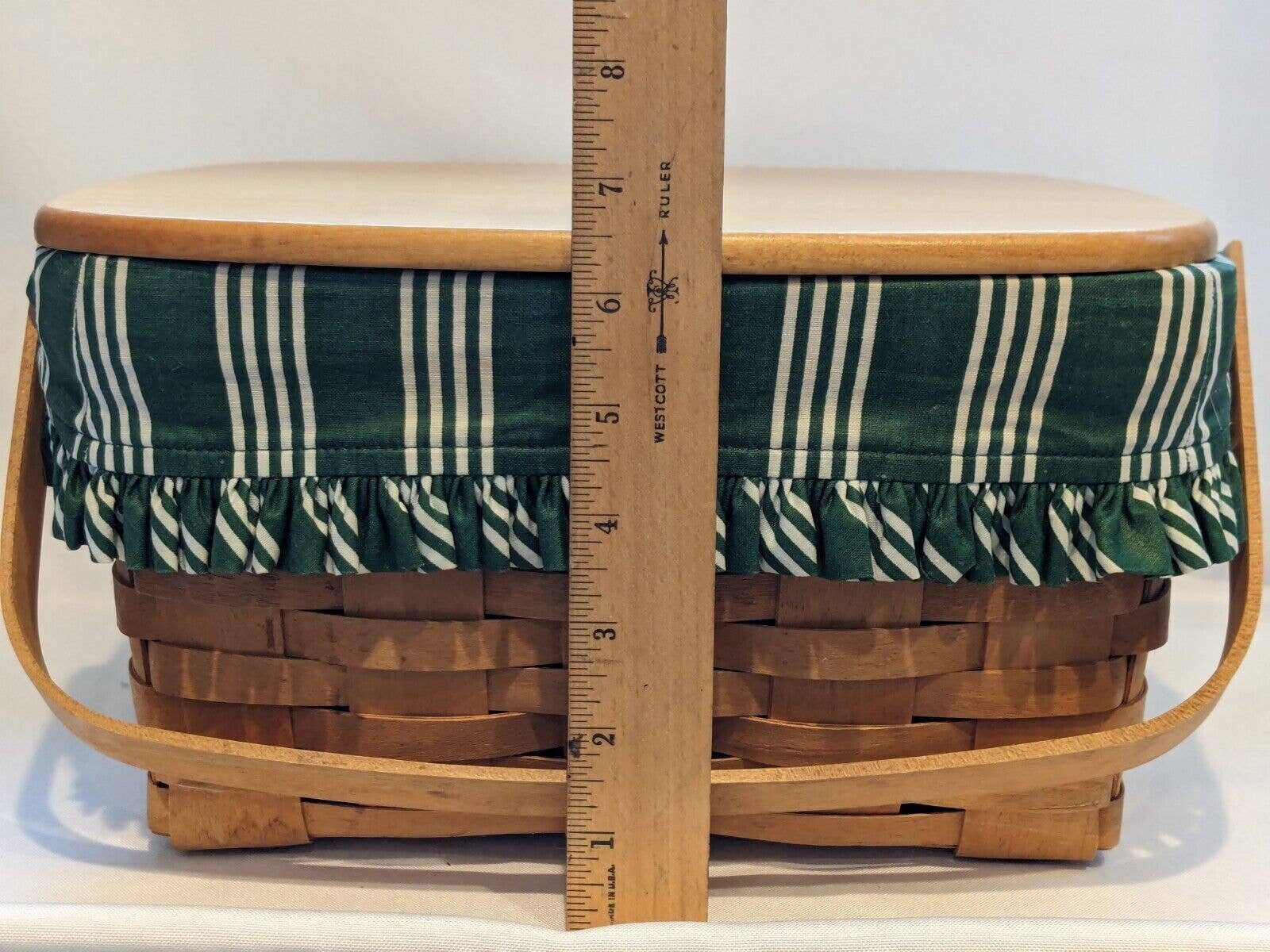 Longaberger Picnic Basket Large Lid Riser Green Liner Vintage 1997 Warm