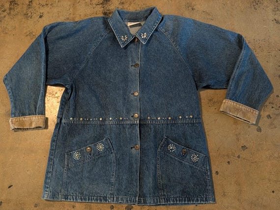 Vtg 80s OshKosh B'Gosh Denim Chore Jacket Womens M Ov… - Gem