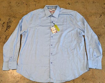 Robert Graham Men's 3XL Shirt Light Blue Patterned NWT Long Sleeve