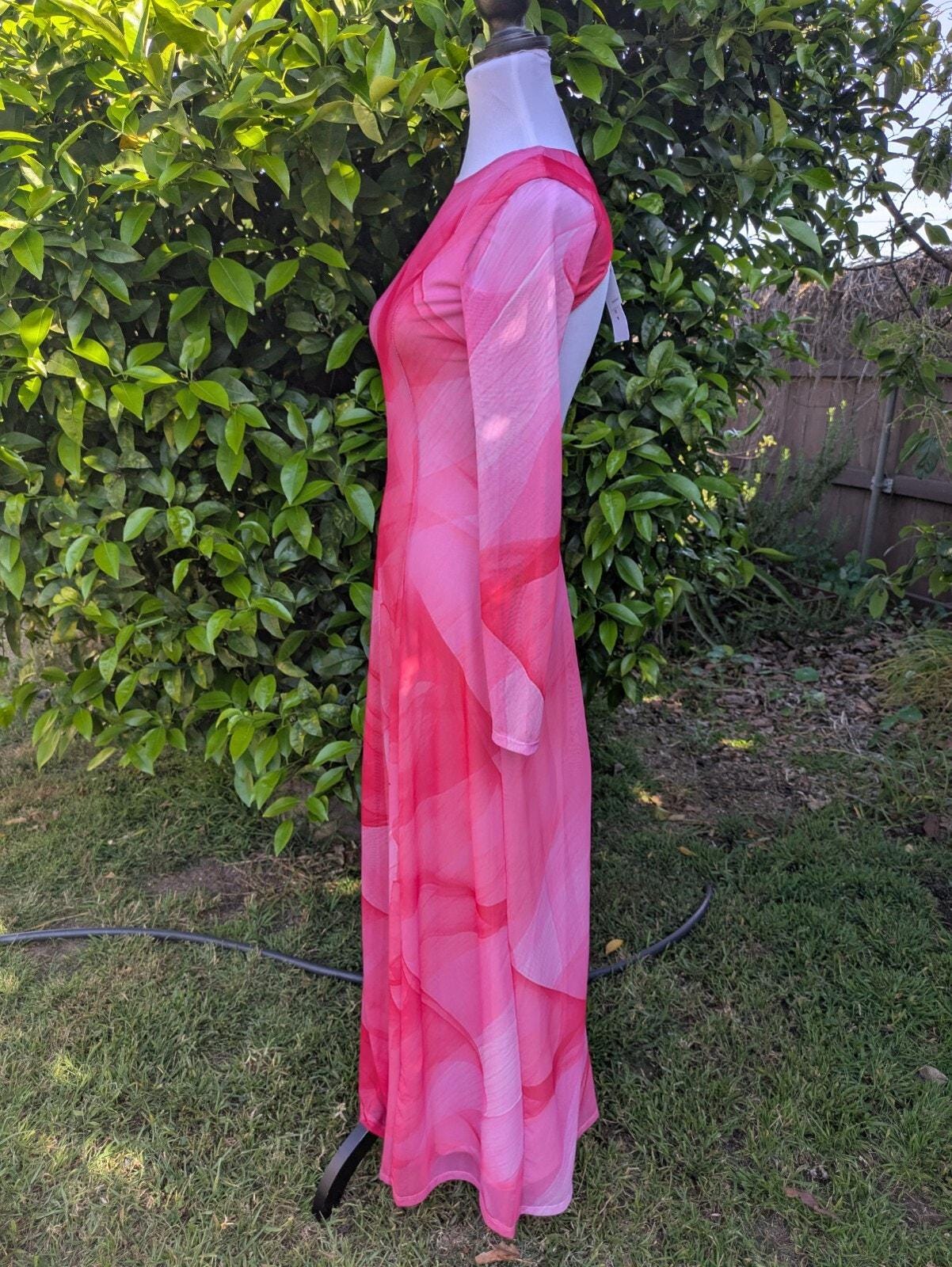 Topshop Long Sleeve Maxi Dress in Pink & Red Watercolor Mix Backless  Bodycon XS - Etsy UK
