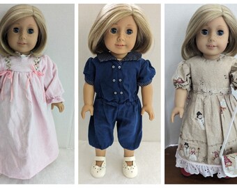 Vintage 18" Doll Clothing Dresses Jumper and Shoes For American Girl Pleasant Co