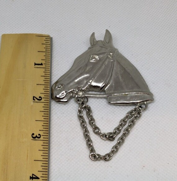 Vintage Silver Tone Horse Head Pin Brooch Figural… - image 4