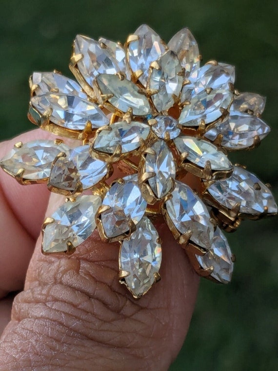 Vtg Austrian Dome Clear Layer Tiered Rhinestone B… - image 4