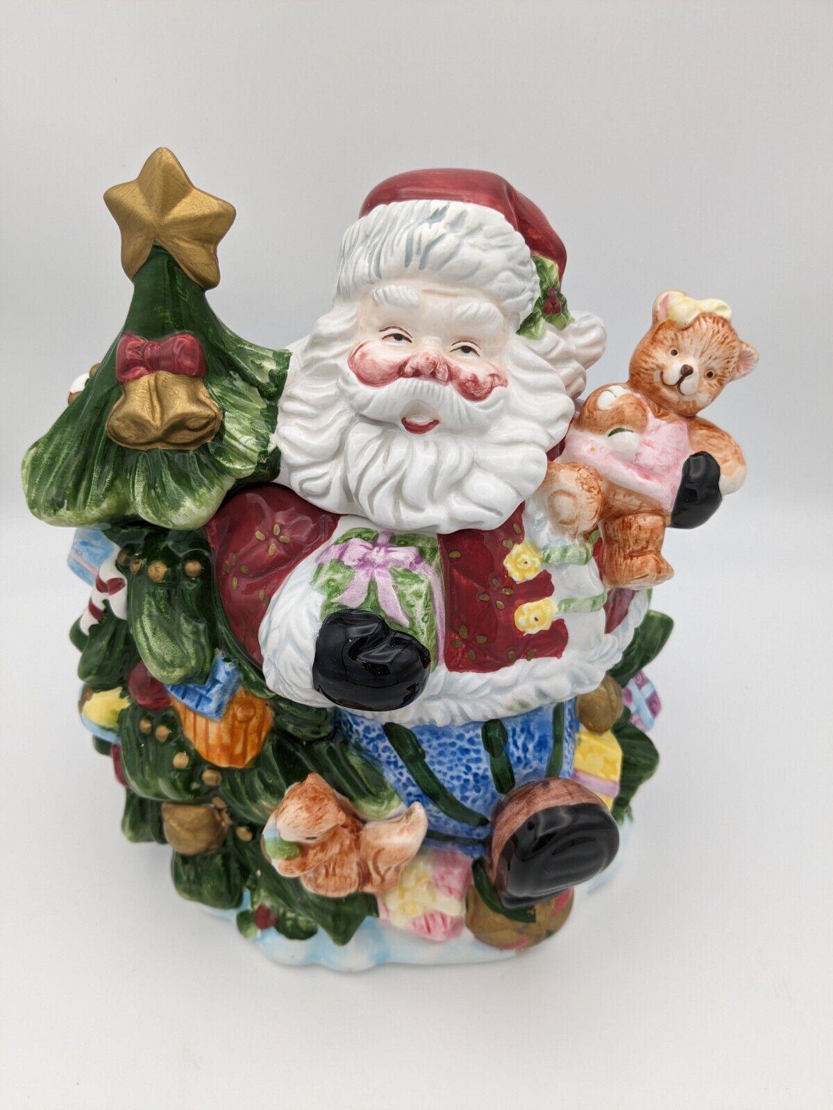 Biscuit bonbonnière Noël vintage père Noël décoration en céramique peinte à la main