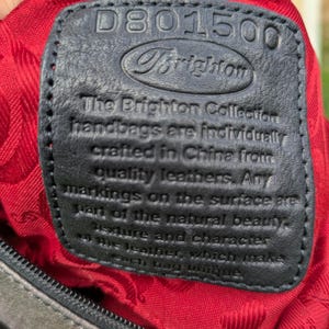 Brighton Handbag Embroidered Flowers Leather Metallic Pewter w/ Tassel Purse HTF image 8