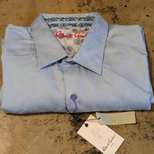 Camisa Robert Graham para hombre, talla 3XL, azul claro estampada, manga larga, nueva con etiquetas. imagen 7