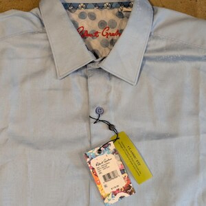 Camisa Robert Graham para hombre, talla 3XL, azul claro estampada, manga larga, nueva con etiquetas. imagen 2