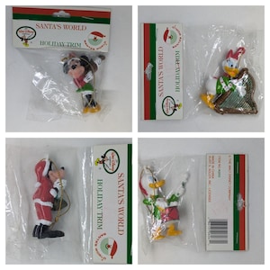 VTG Santa&#39;s World Disney Donald Daisy Mini Goofy Kurt Adler Christmas Ornament