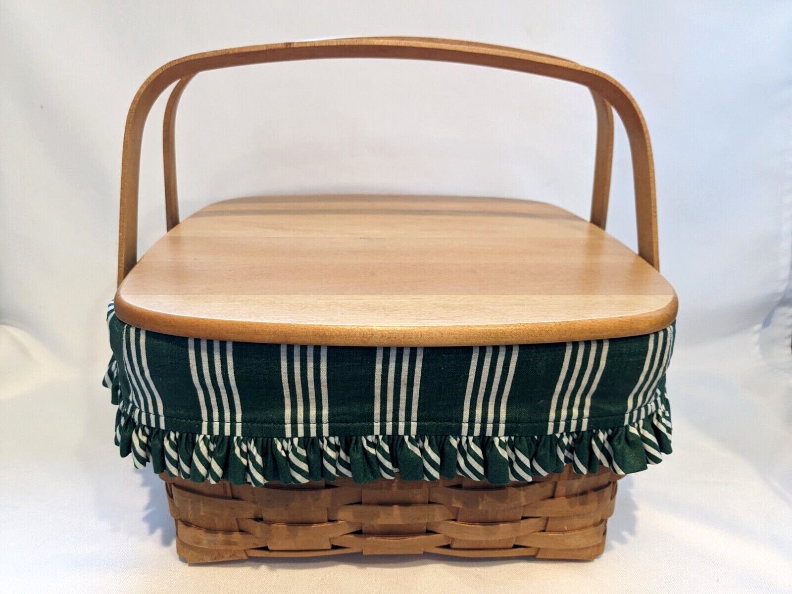 Longaberger Picnic Basket Large Lid Riser Green Liner Vintage 1997 Warm ...