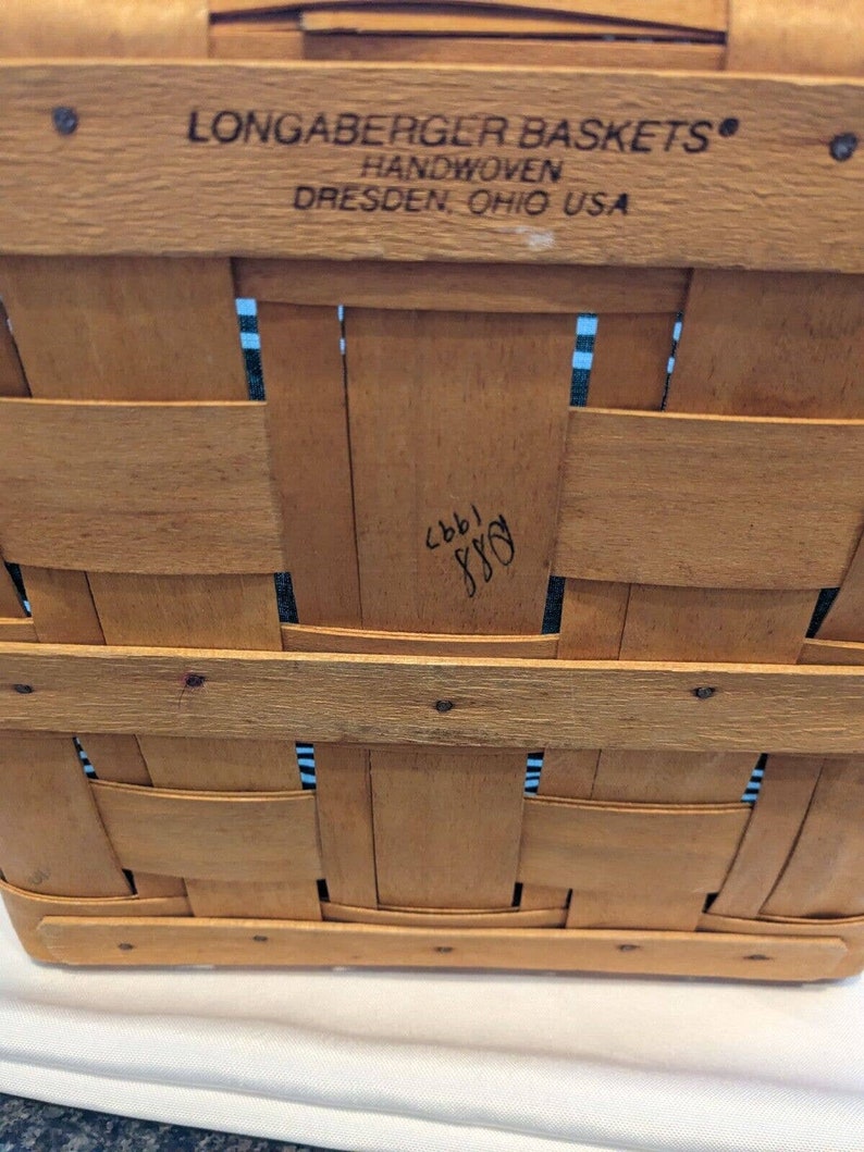 Longaberger Picnic Basket Large Lid Riser Green Liner Vintage 1997 Warm