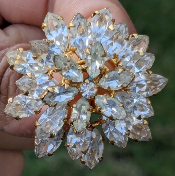 Vtg Austrian Dome Clear Layer Tiered Rhinestone B… - image 1