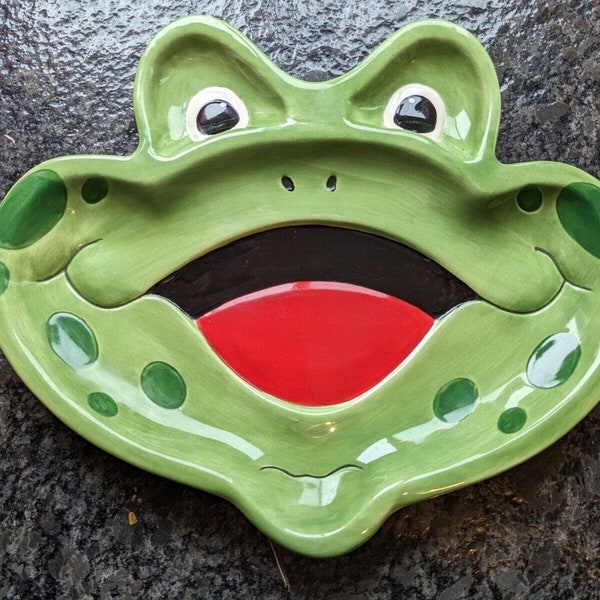 Vintage Fitz and Floyd's Children's Frog Plate Green Fun Character