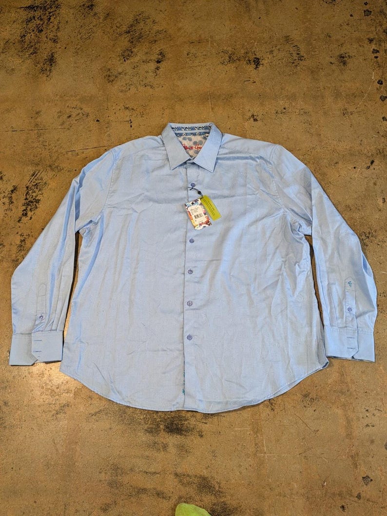 Camisa Robert Graham para hombre, talla 3XL, azul claro estampada, manga larga, nueva con etiquetas. imagen 1