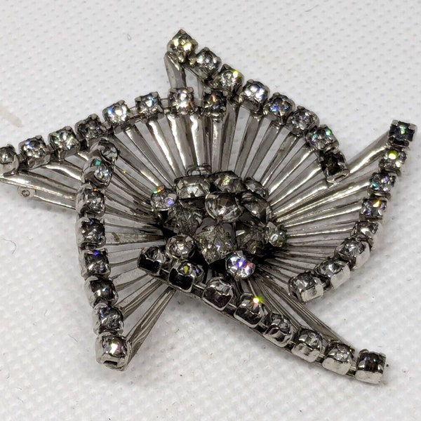 Phyllis M&S Marks Spencer 1/20 12k GF Rhinestone Brooch Pin/Pendant Starburst