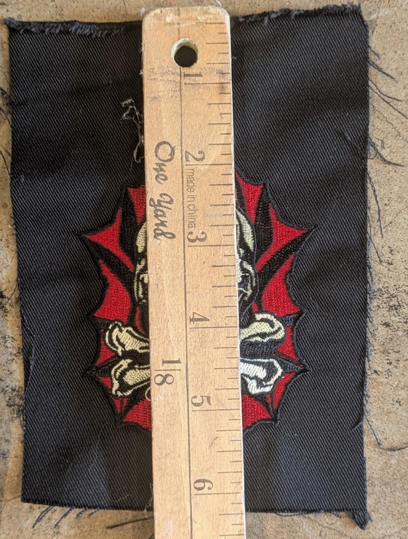 Felon Patch Pair Skull Crossbones Wing Felon Patches LG & SM Embroidered Red Black ...