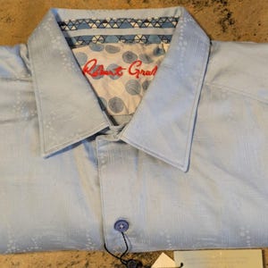 Camisa Robert Graham para hombre, talla 3XL, azul claro estampada, manga larga, nueva con etiquetas. imagen 8