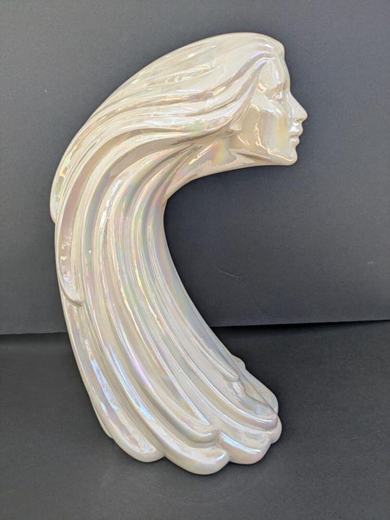 VTGアールデコ14インチ象徴的な風の女セラミック像乳白色 - Etsy 日本