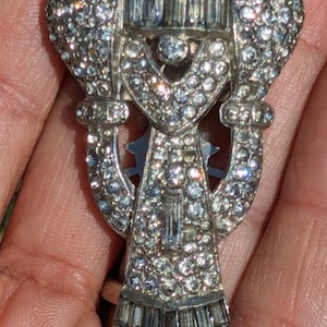 1920’s Art Deco Antique Paste Rhinestone Dress Fur Clip Pin Brooch Flapper