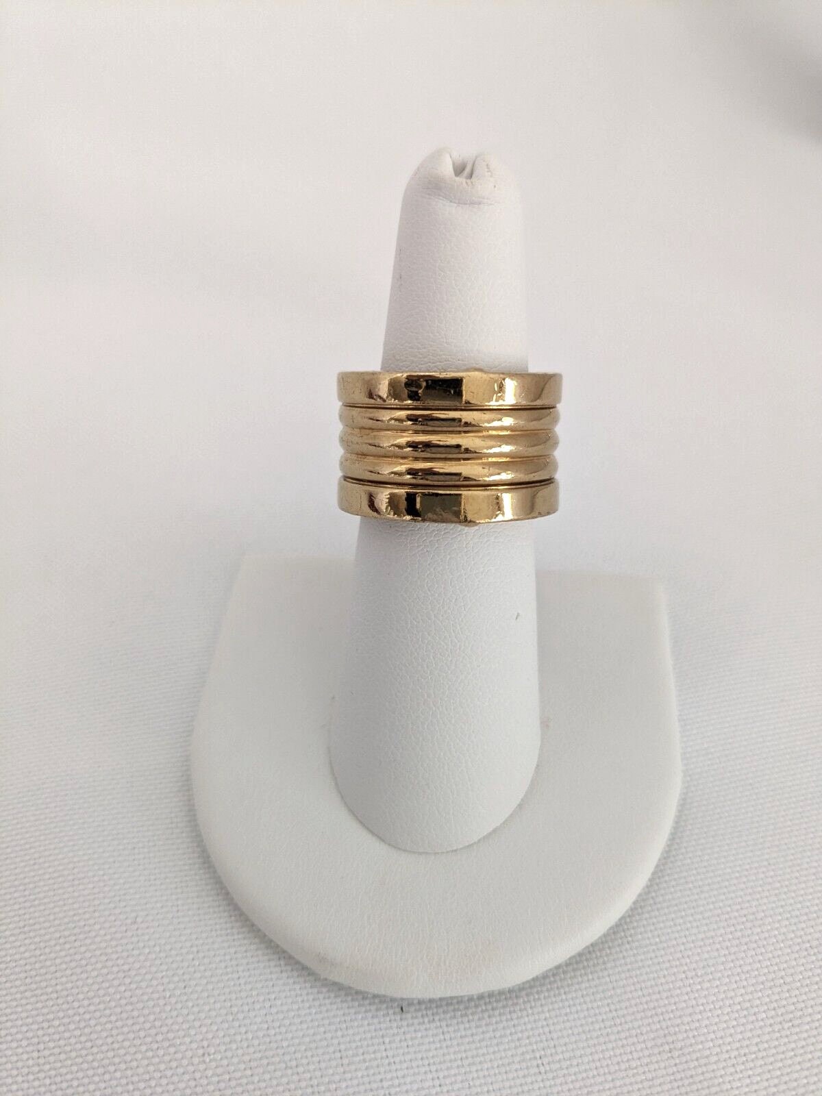 Michael Kors Gold Tone Stack Wide Barrel Ring Band With Branding