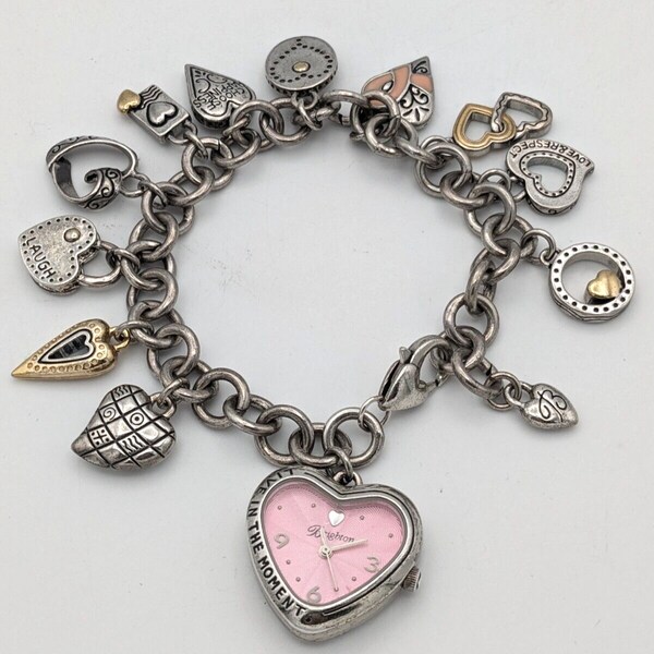 Brighton Power Pink Watch Charm Heart Breast Cancer Ribbon Bracelet New Battery