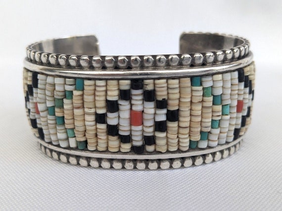 Striking Navajo Turquoise Coral Heishi Sterling Native American Jewelry Silver Necklace Striking Navajo Turquoise Coral Heishi Sterling Native American Jewelry Silver Necklace