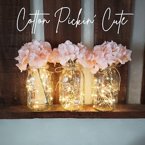 Rustic Mason Jar Rehearsal Dinner Shelf Decor for Farmhouse Kitchen Table Lighted Centerpiece Housewarming Bathroom Guest Room Nightlight